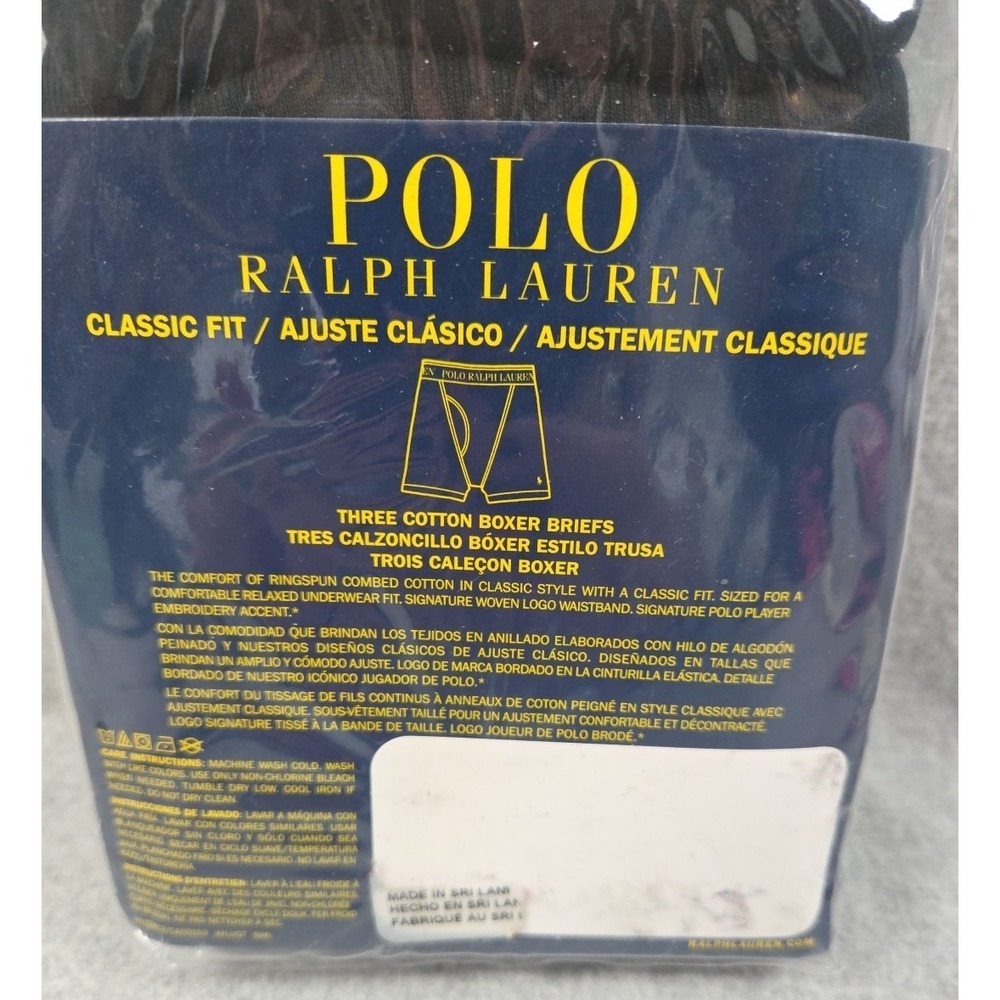 Polo Ralph Lauren Classic Fit Cotton Boxer Briefs Mens L Black Red Pony NEW - Picture 6 of 8